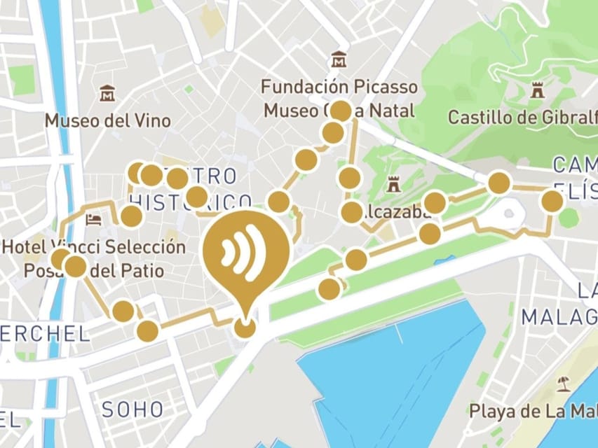 Audioguide City Walk Malaga for cruises (German & English) - How the Aoyo audioguides app keeps you on track