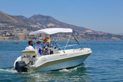Fuengirola: 1- to 4-Hour Boat Rental - No License Needed - Your Small Boat Comforts: Awning, Bluetooth Music, and Power