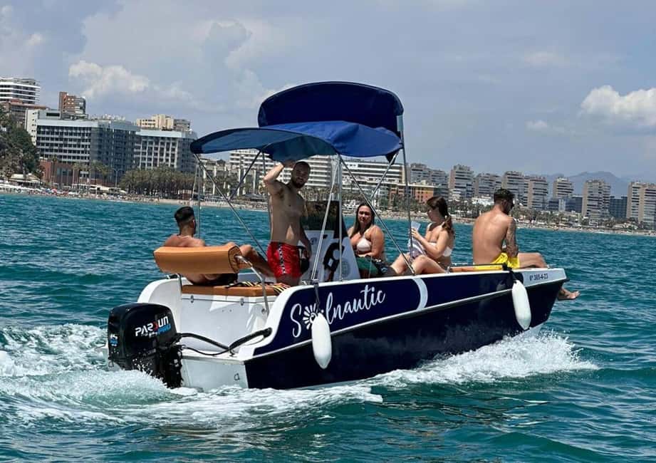 Malaga: 5-Seater Speedboat Boat Rental Without a License - Dolphins Plus That Sea-Level Sunset Feeling