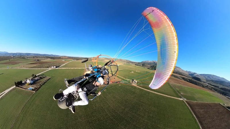 Paramotoring in Ronda (Malaga), near Marbella - Seeing Ronda from above: old town, New Bridge, El Tajo, bullring, and walls